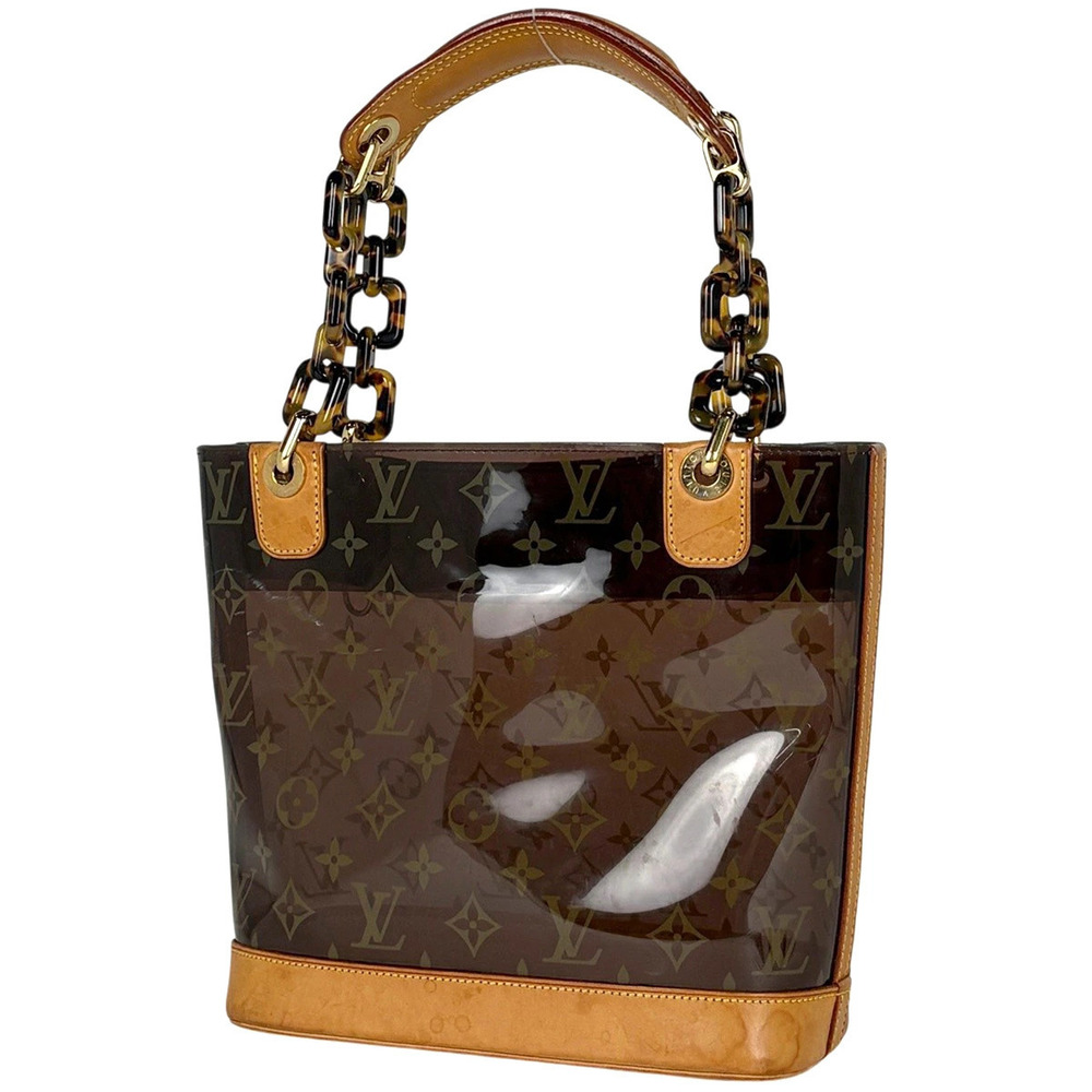 Louis Vuitton Cabas Ambre Tote Bag Clear Monogram Handbag Vinyl Brown